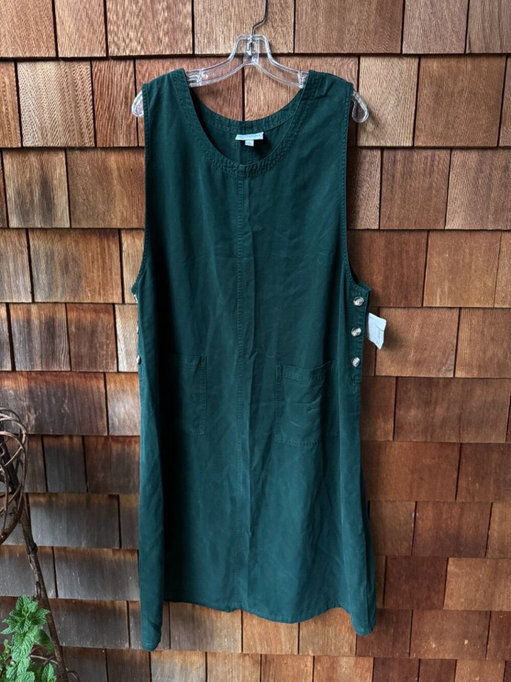 NWT Nordstrom Forest Green Vintage 90's Jumper Pocket Dress in Women's 2X - Picture 4 of 8